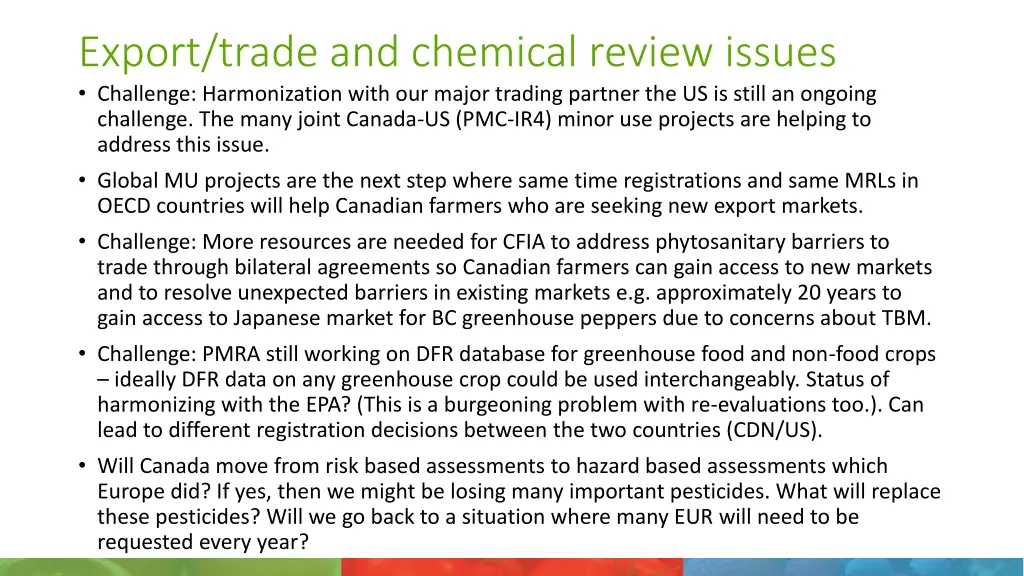 export trade and chemical review issues challenge