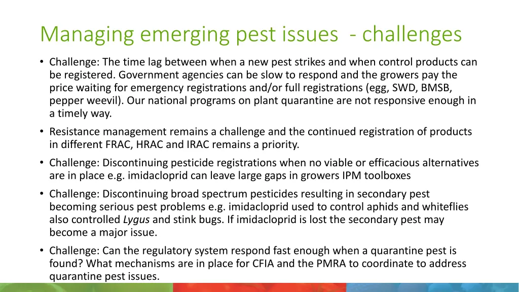 managing emerging pest issues challenges