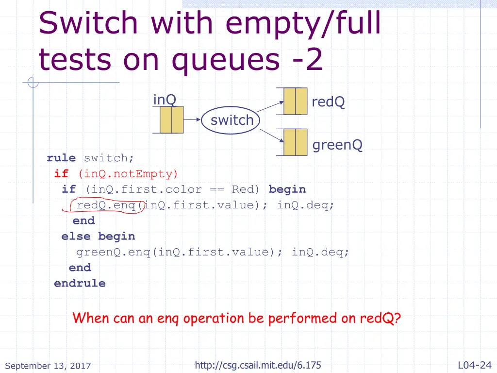 switch with empty full tests on queues 2