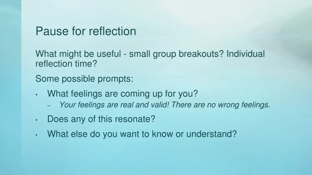 pause for reflection
