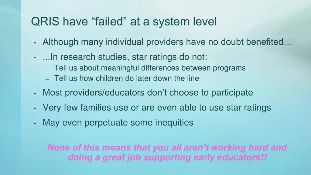 qris have failed at a system level
