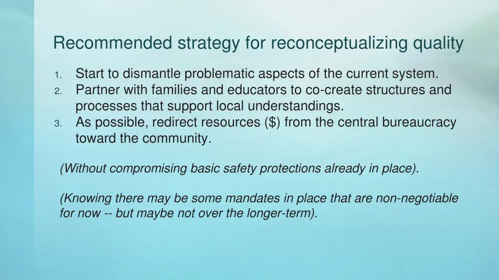 recommended strategy for reconceptualizing quality