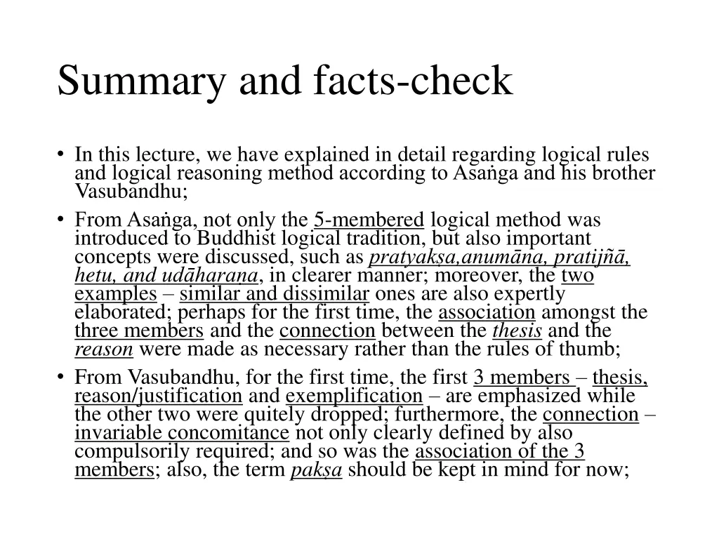 summary and facts check