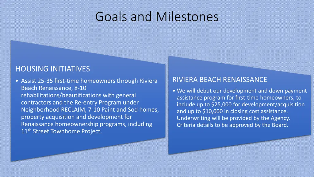 goals and milestones 1