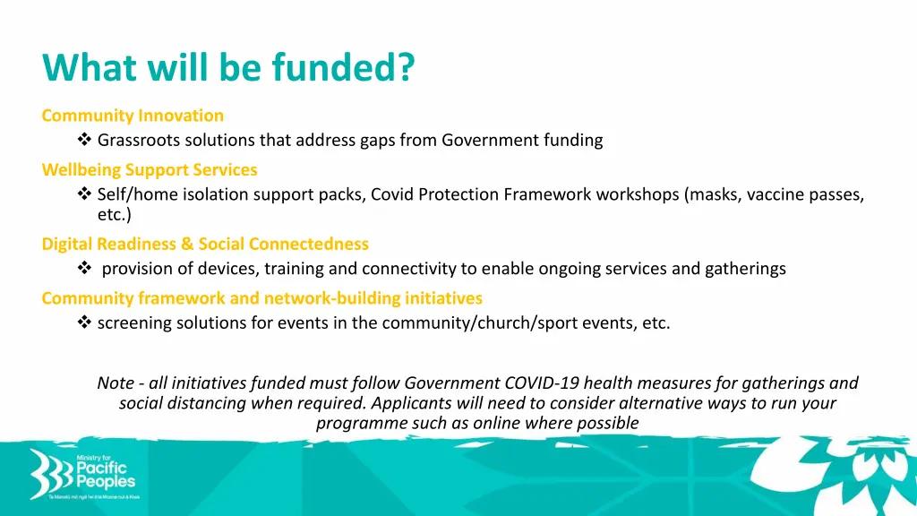 what will be funded