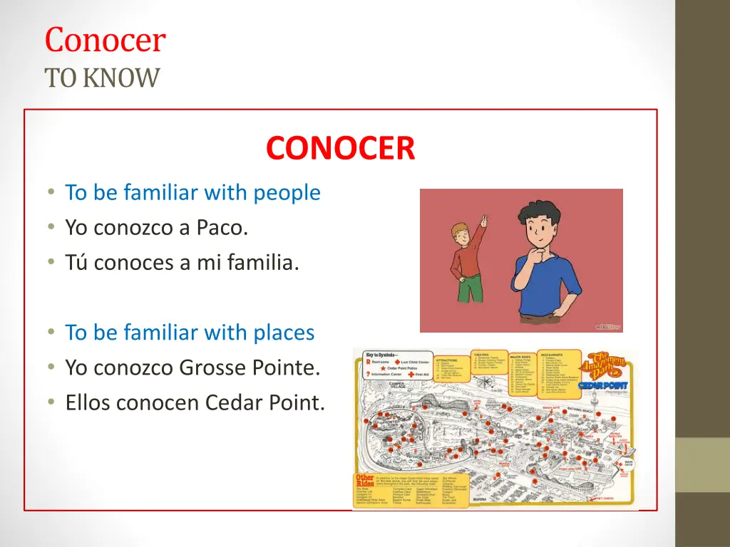 conocer to know