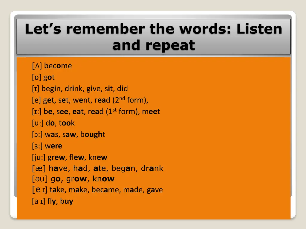 let s remember the words listen and repeat
