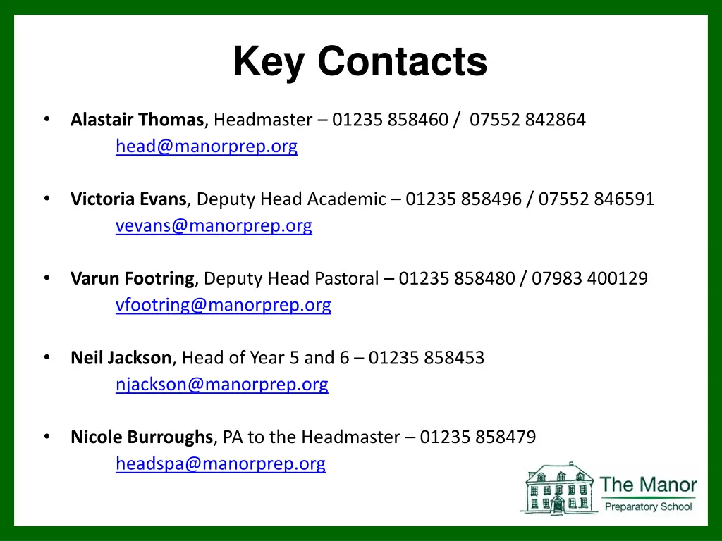 key contacts