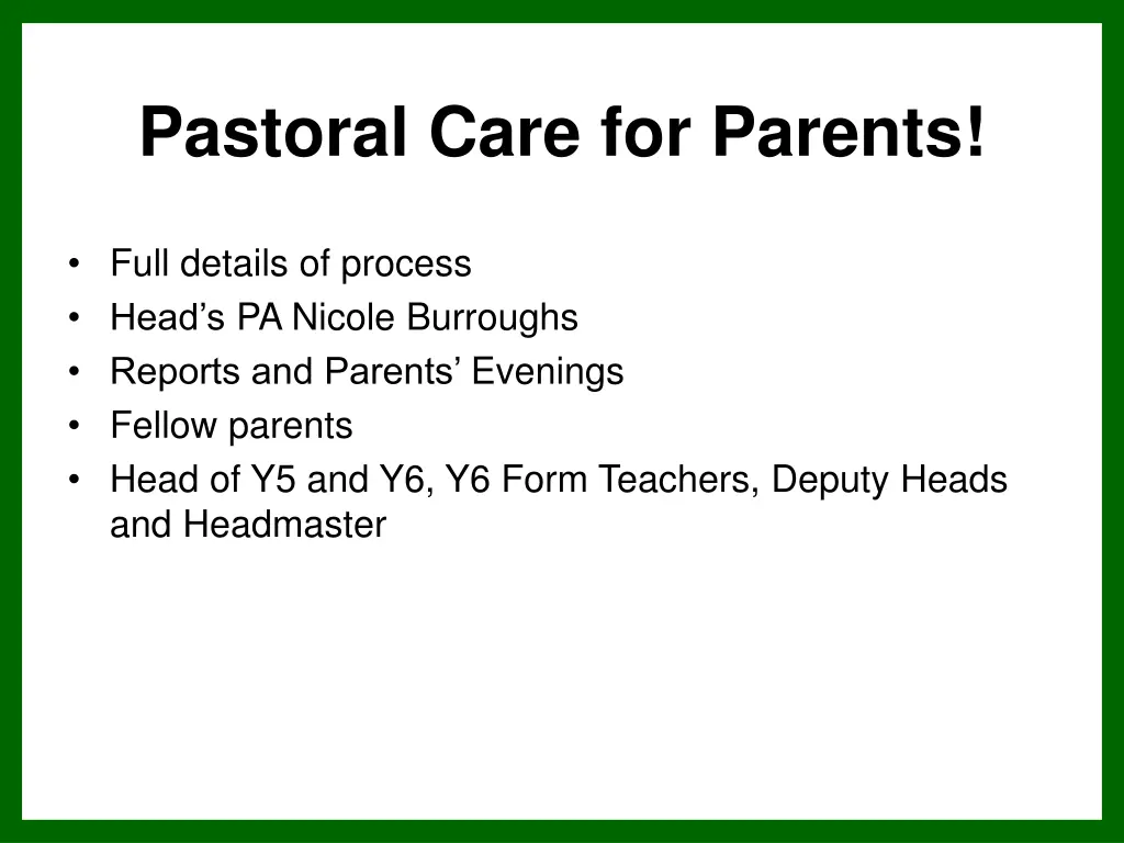 pastoral care for parents