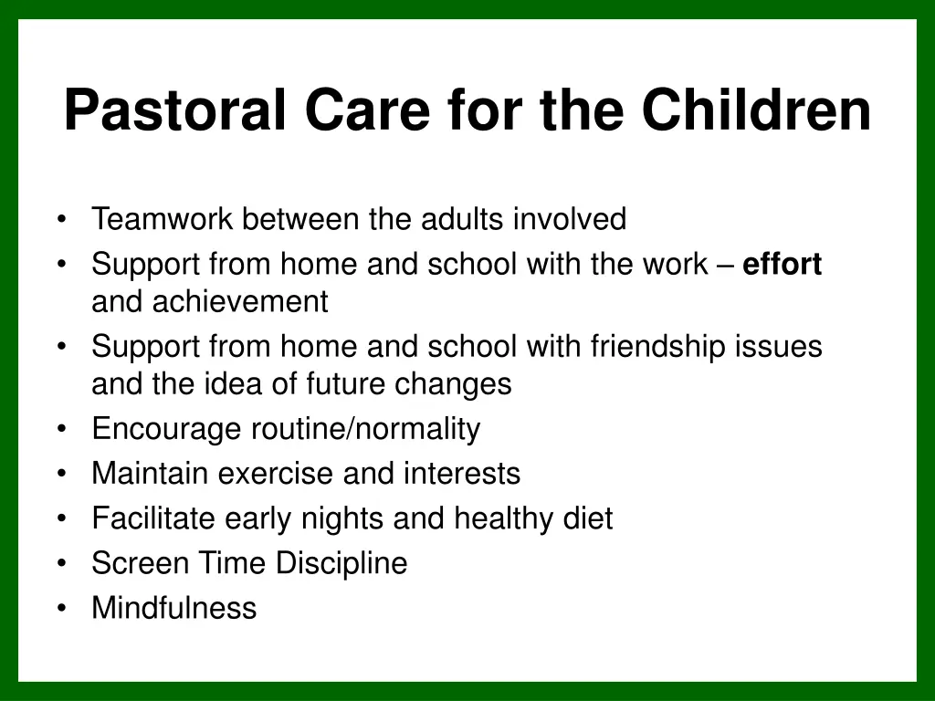 pastoral care for the children