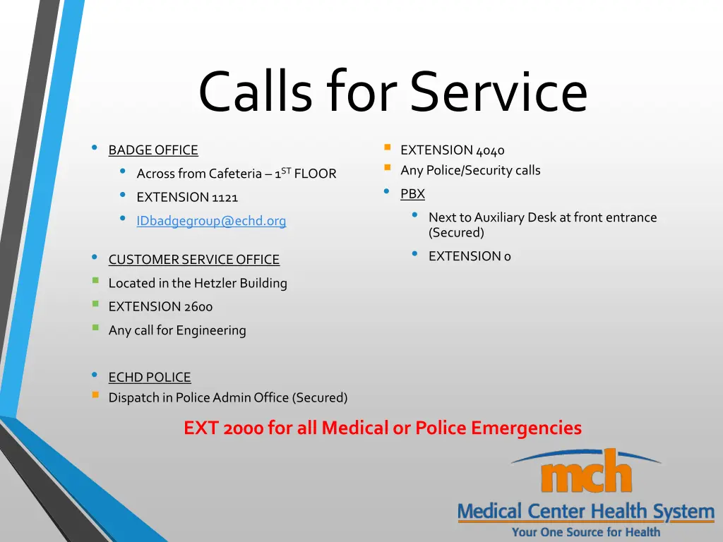 calls for service badge office across from