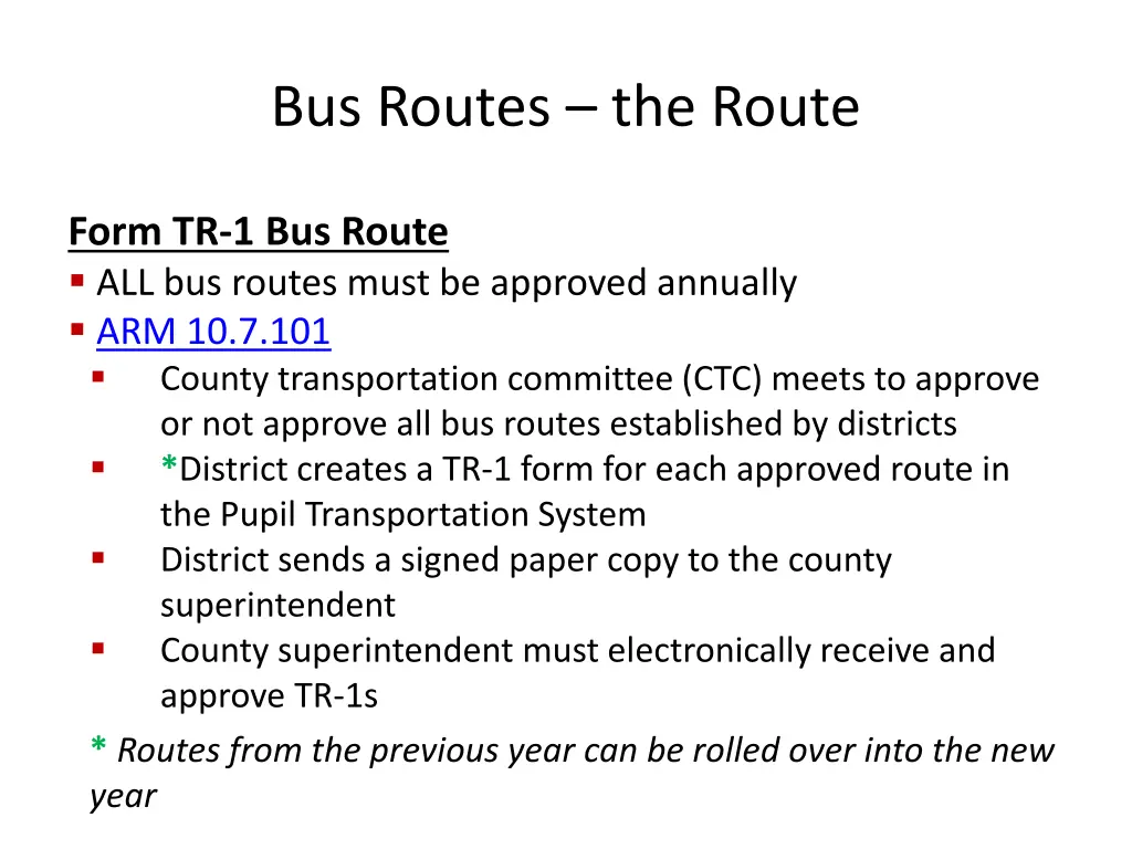bus routes the route