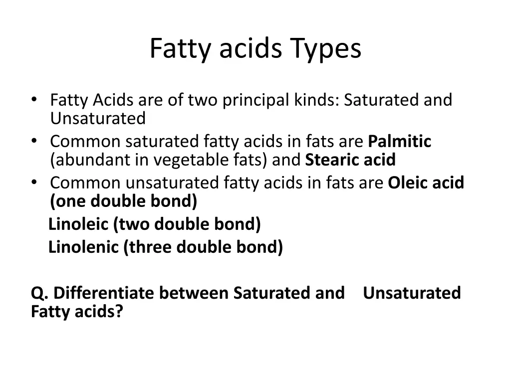 fatty acids types