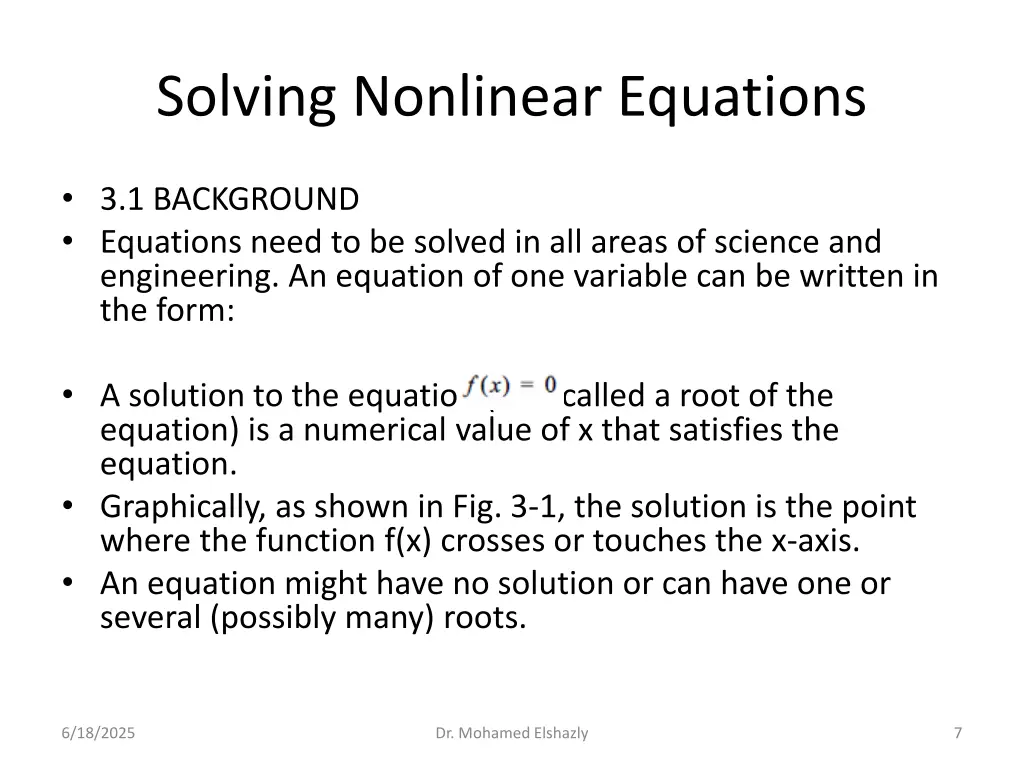 solving nonlinear equations