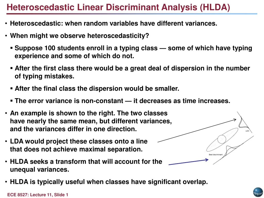 heteroscedastic linear discriminant analysis hlda