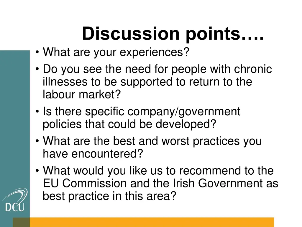 discussion points what are your experiences