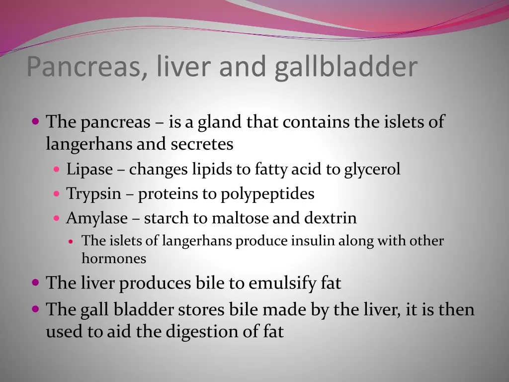 pancreas liver and gallbladder