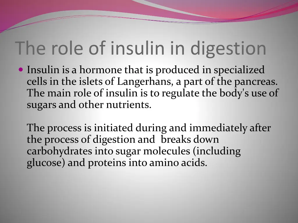 the role of insulin in digestion insulin
