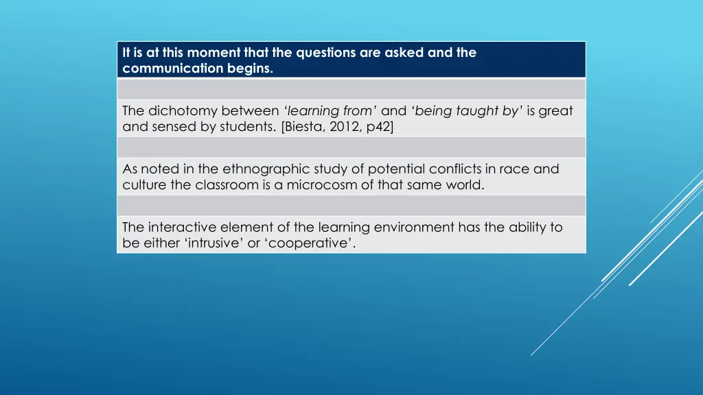 it is at this moment that the questions are asked