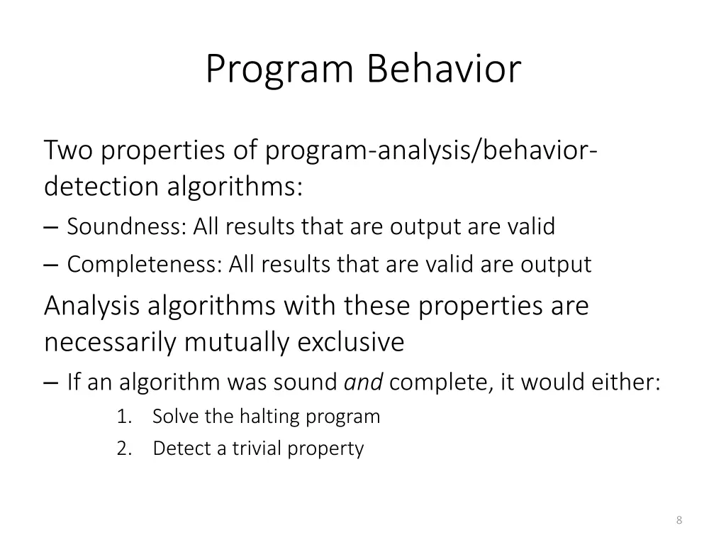 program behavior