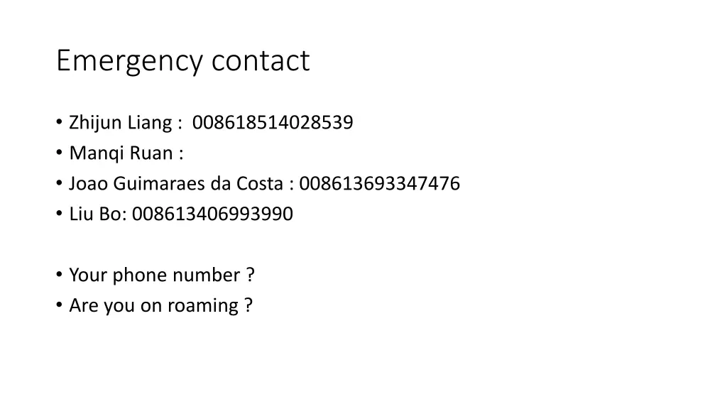 emergency contact