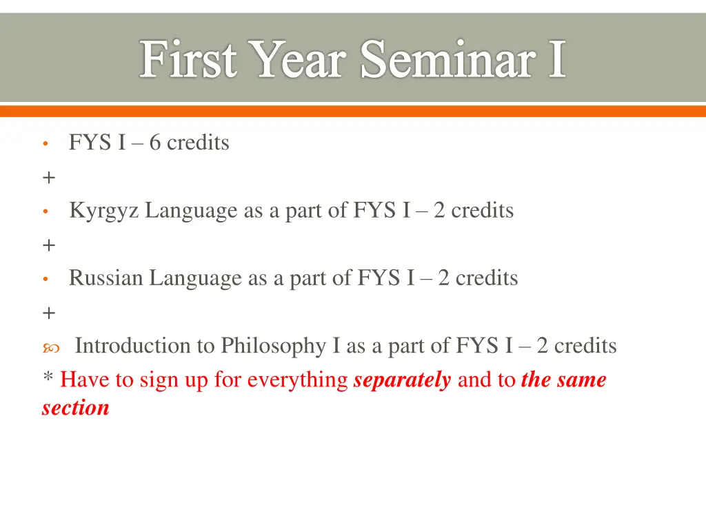 first year seminar i