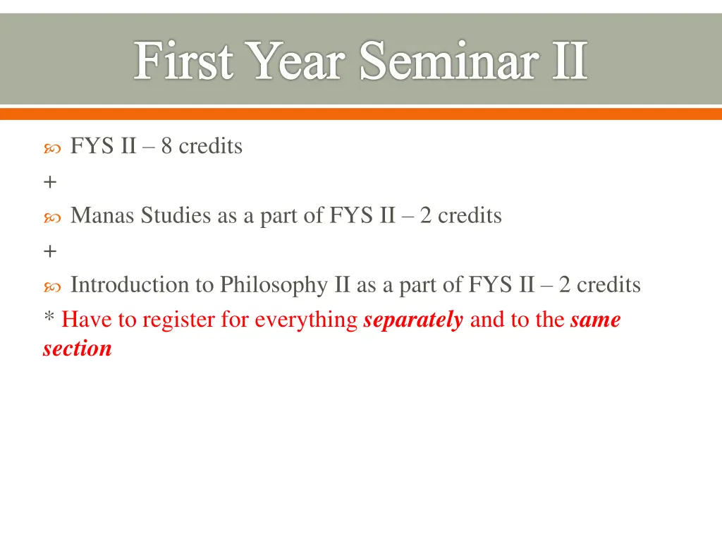 first year seminar ii