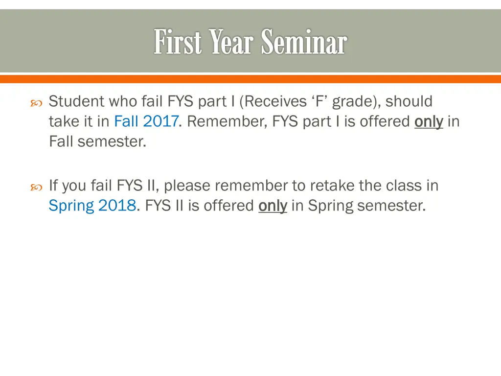first year seminar