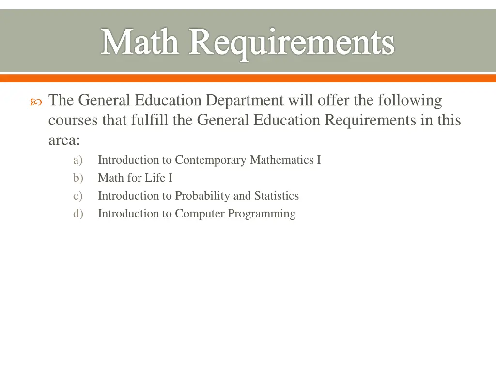math requirements 1