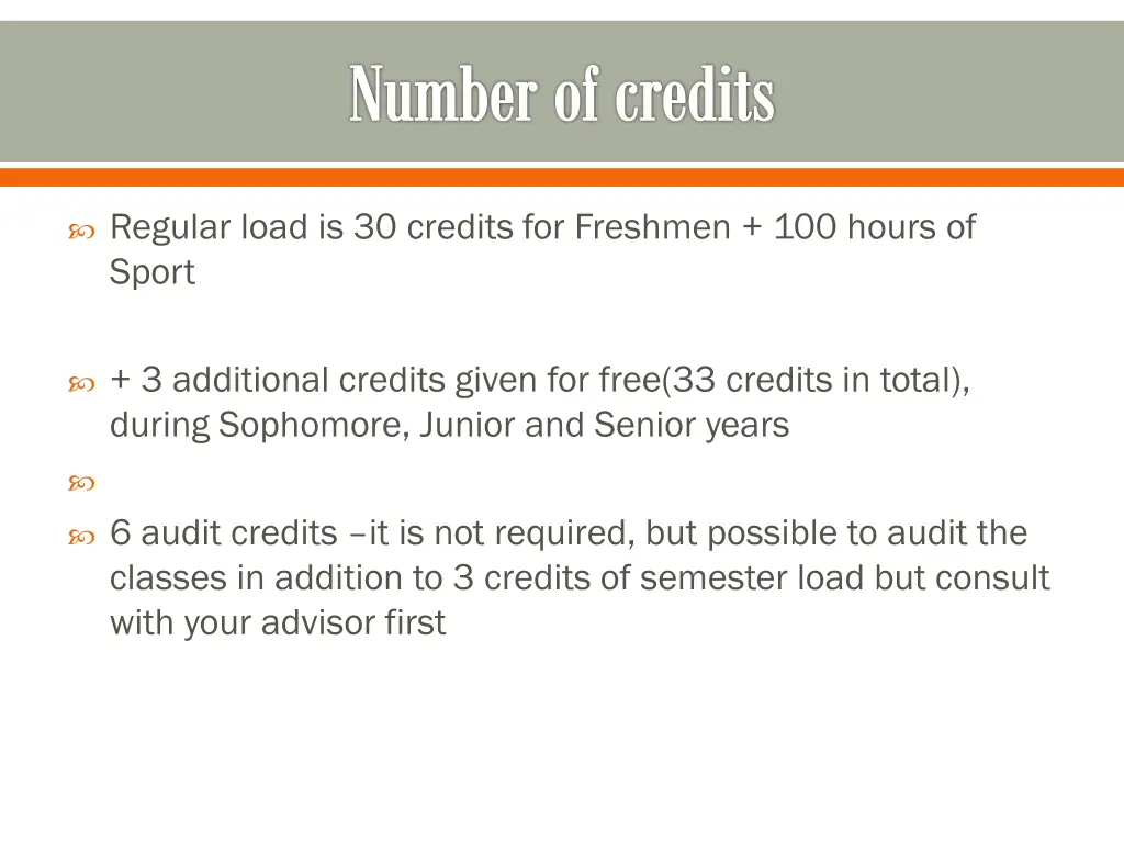 number of credits