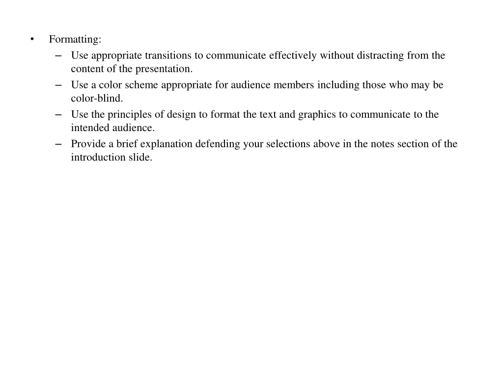formatting use appropriate transitions