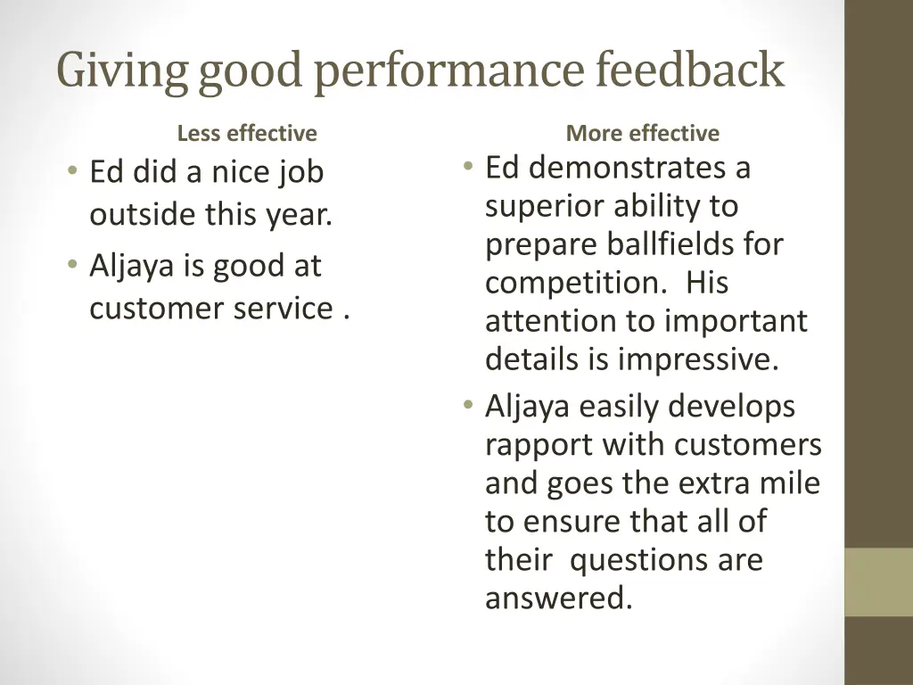 giving good performance feedback