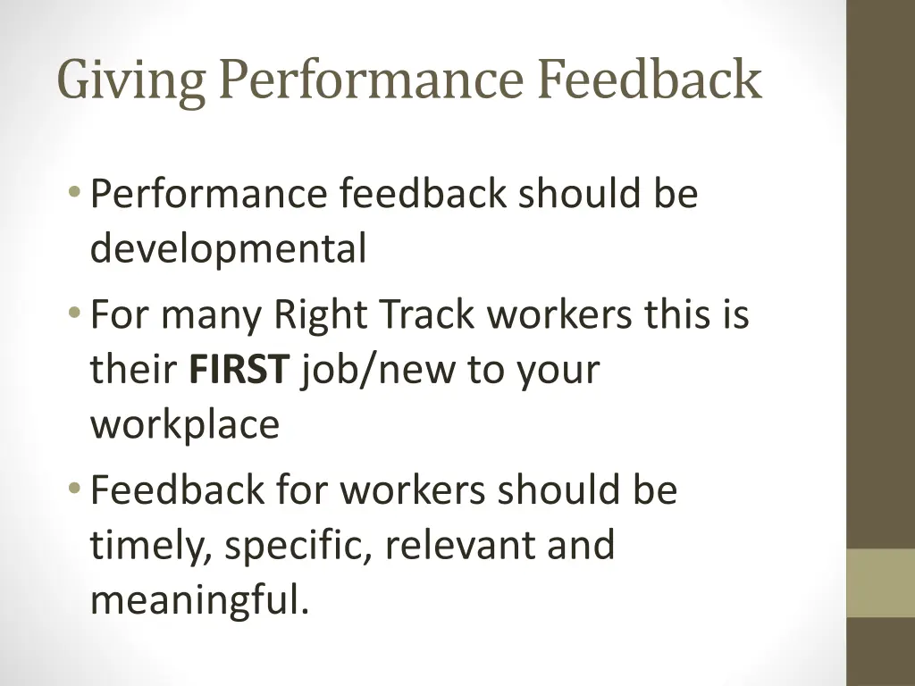 giving performance feedback