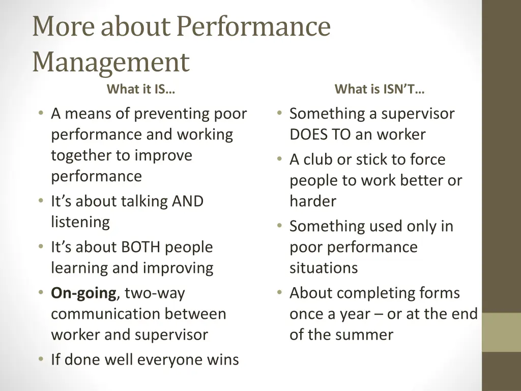 more about performance management what
