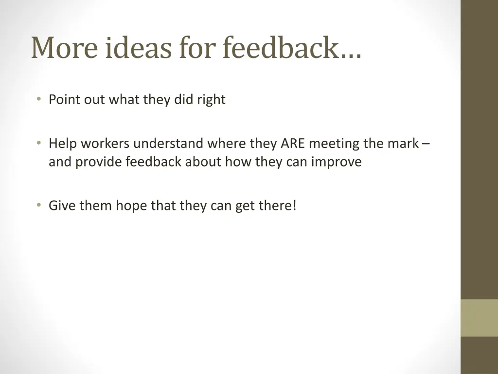 more ideas for feedback