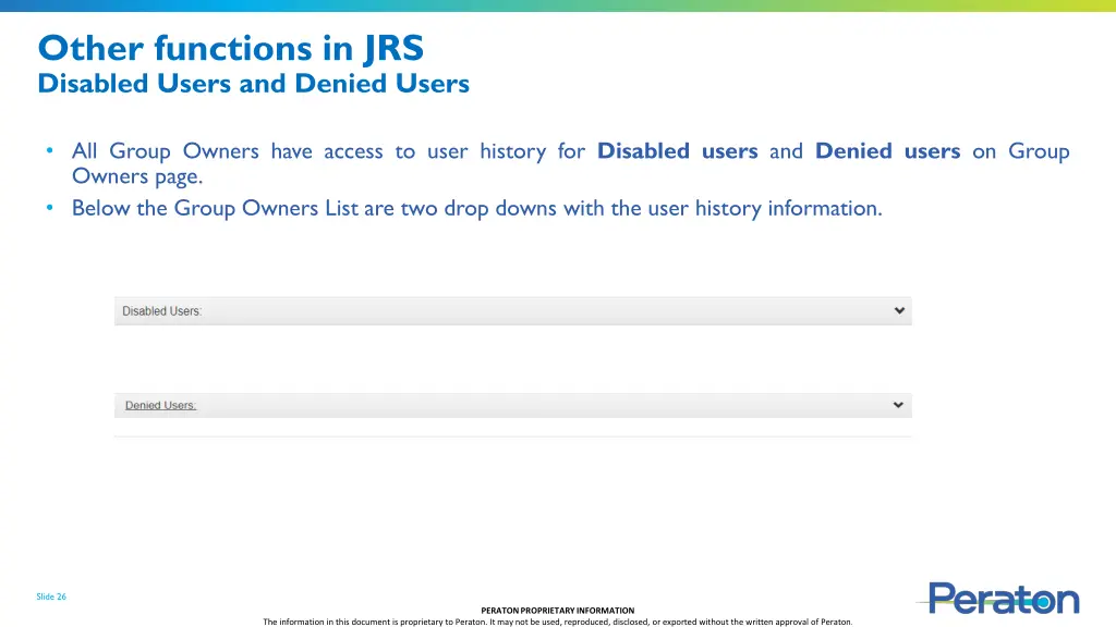 other functions in jrs disabled users and denied