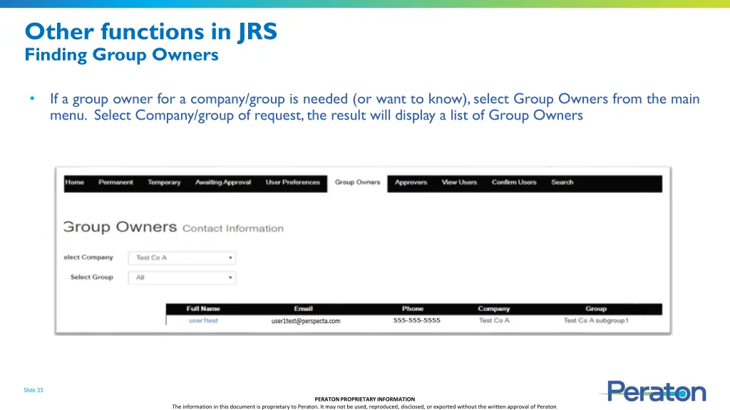 other functions in jrs finding group owners
