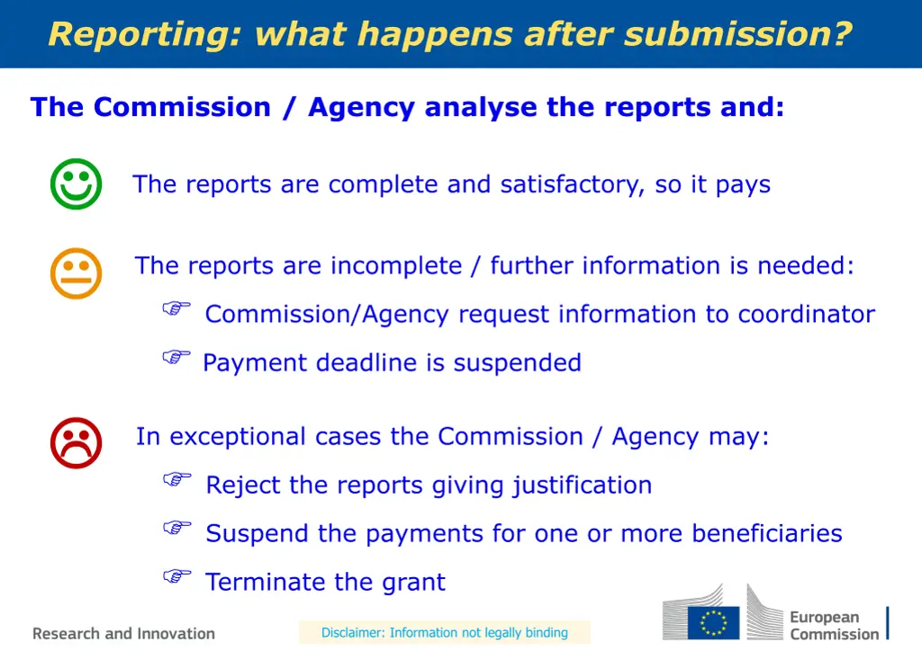 reporting what happens after submission