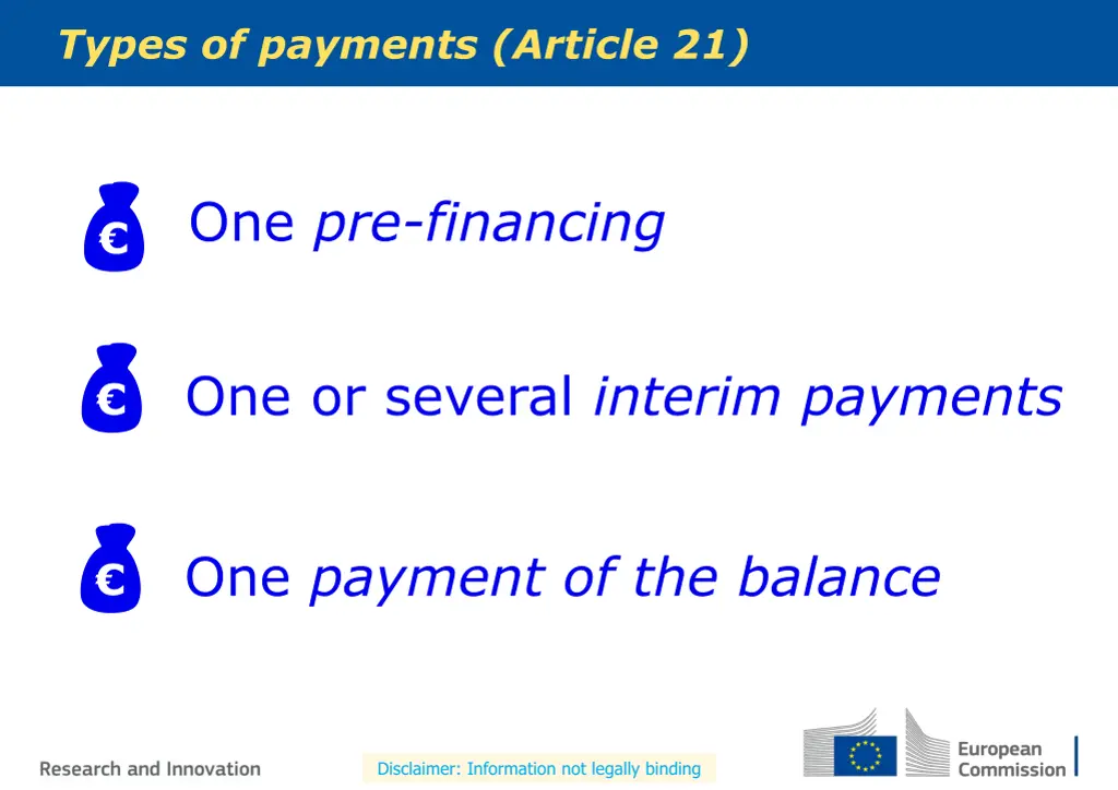 types of payments article 21