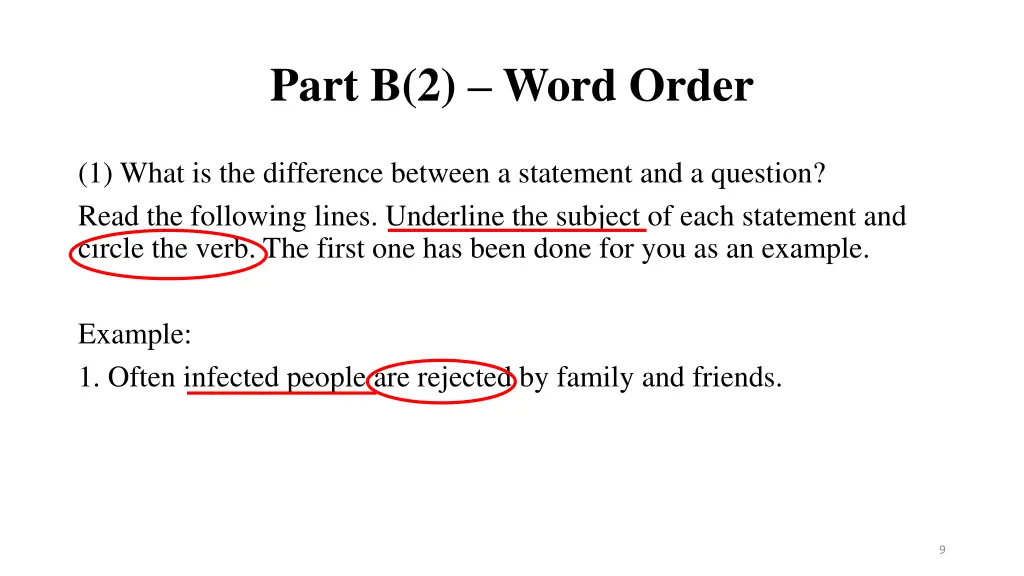 part b 2 word order