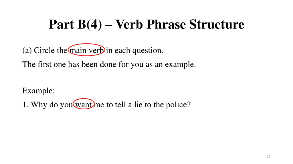 part b 4 verb phrase structure