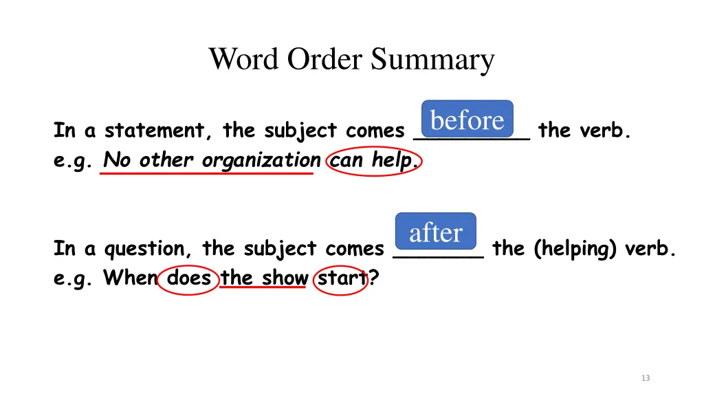 word order summary