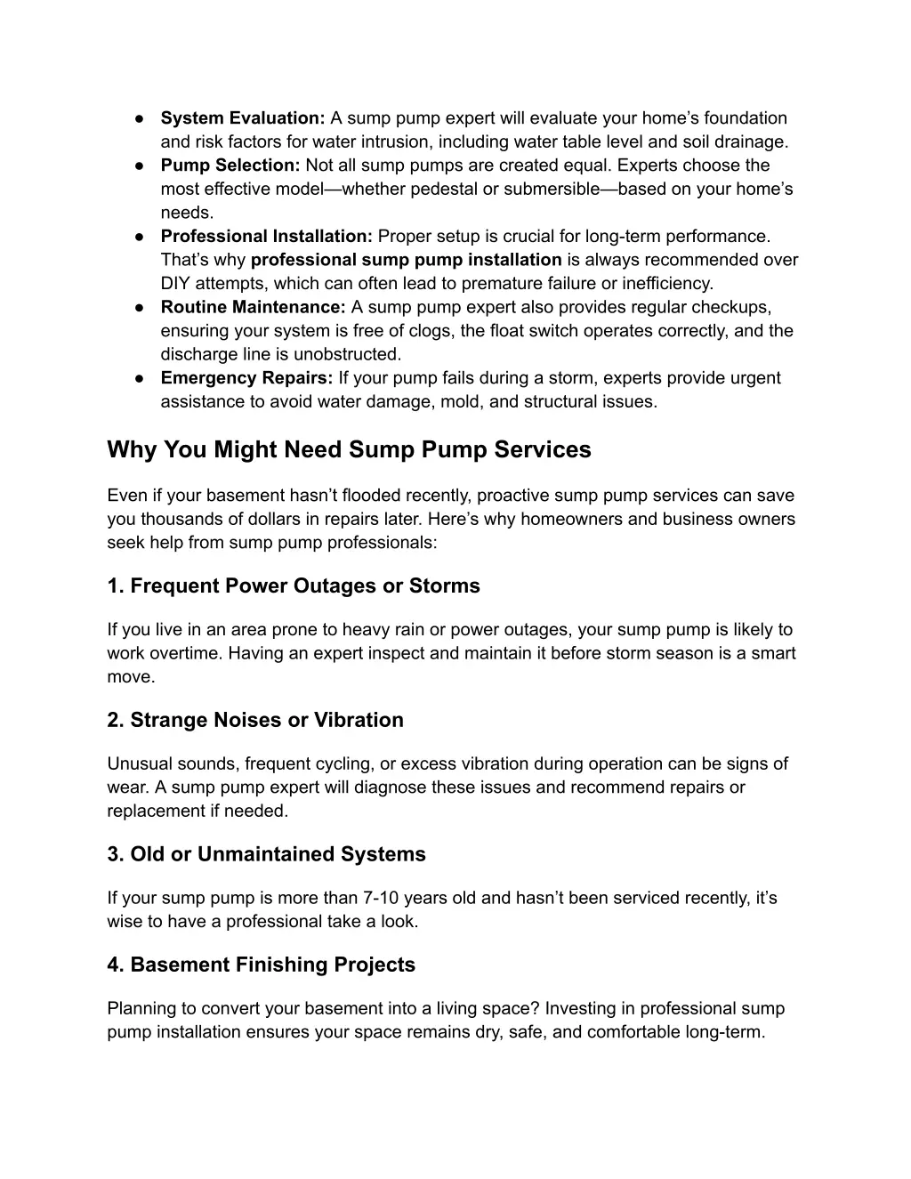system evaluation a sump pump expert will