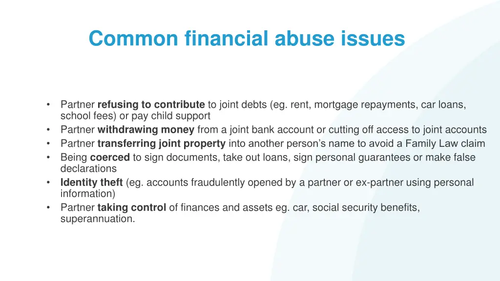 common financial abuse issues