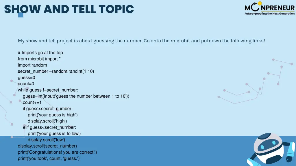 show and tell topic