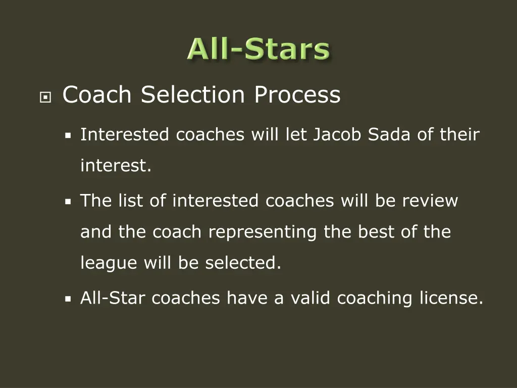 coach selection process