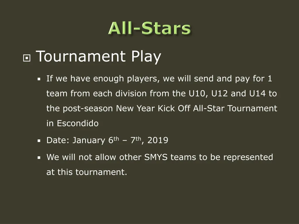 tournament play