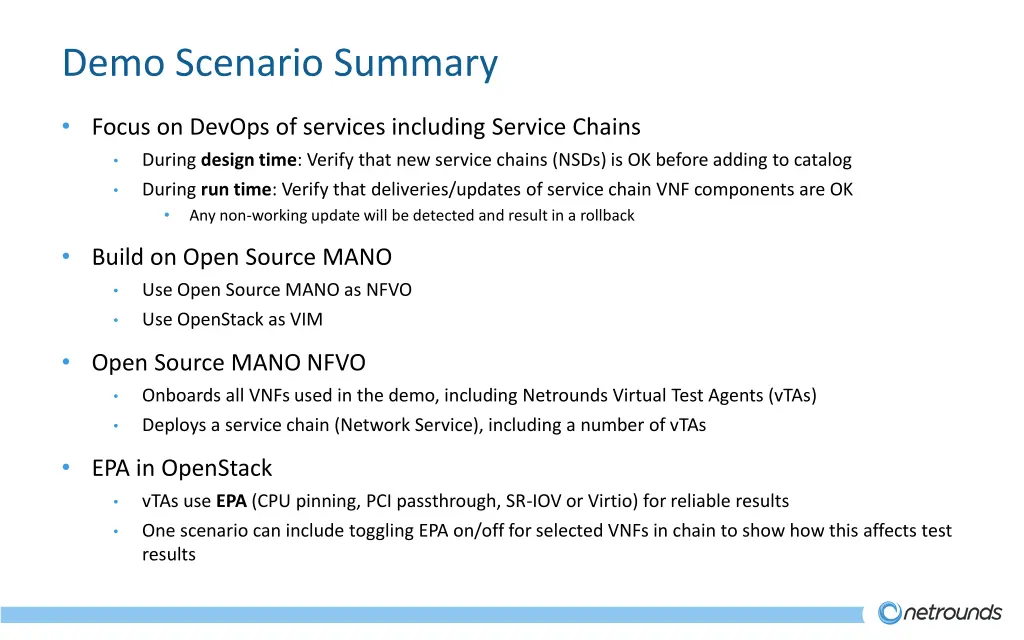 demo scenario summary