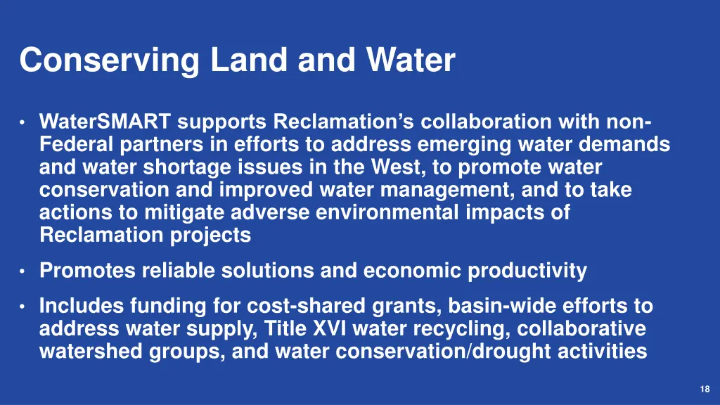 conserving land and water