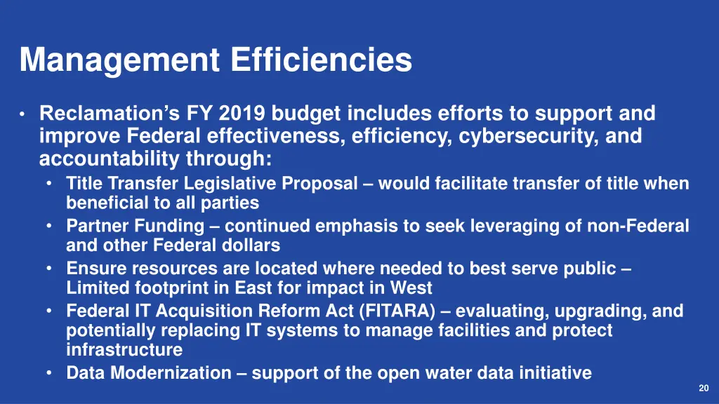 management efficiencies